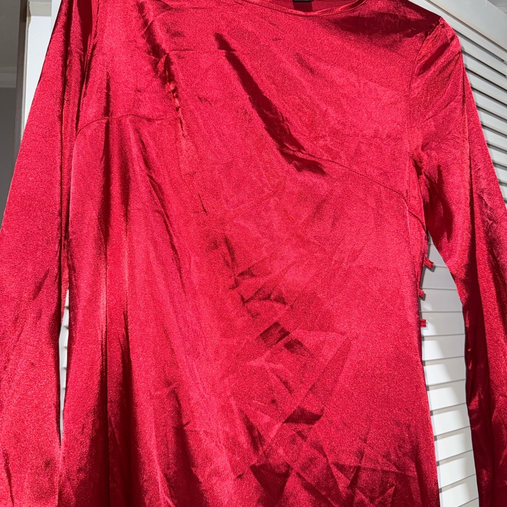 Elegant Red Long Sleeve Dress
